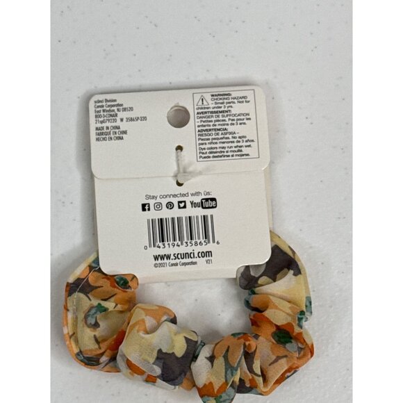 Scunci Hair Scrunchie Preppy Cottagecore Floral Boho Pony Tail Holder Orange - Picture 2 of 3